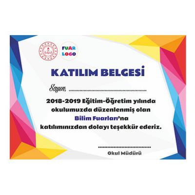 Tübitak Bilim Fuarı Katılım Belgesi