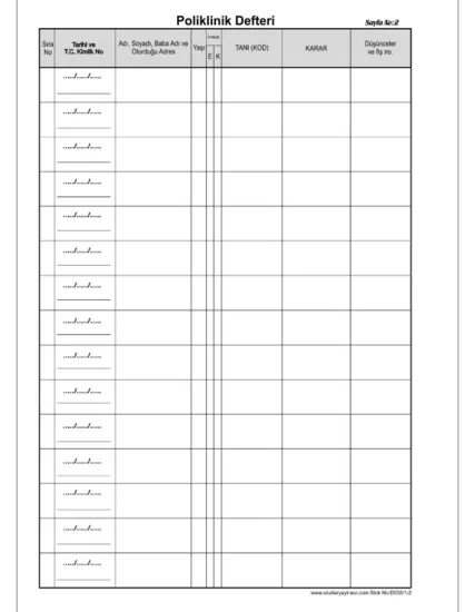 Poliklinik Defteri (400 Sayfalık)