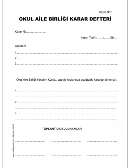 Okul Aile Birliği Karar Defteri