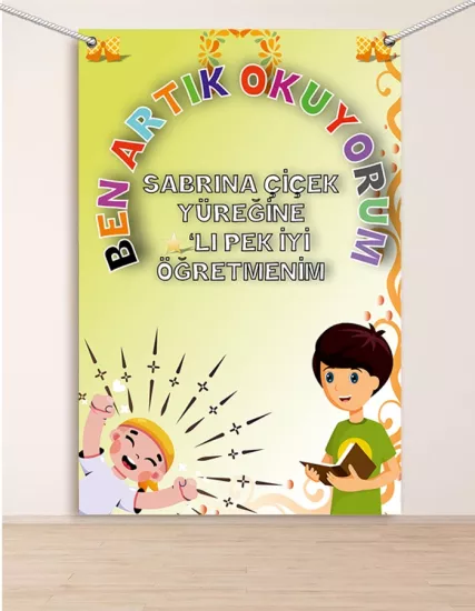 Artık Okuyorum Hatıra Fotoğraf Panosu Branda 100x150