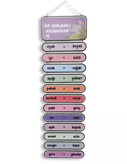 Ahşap Zıt Anlamlı Kelimeler Panosu