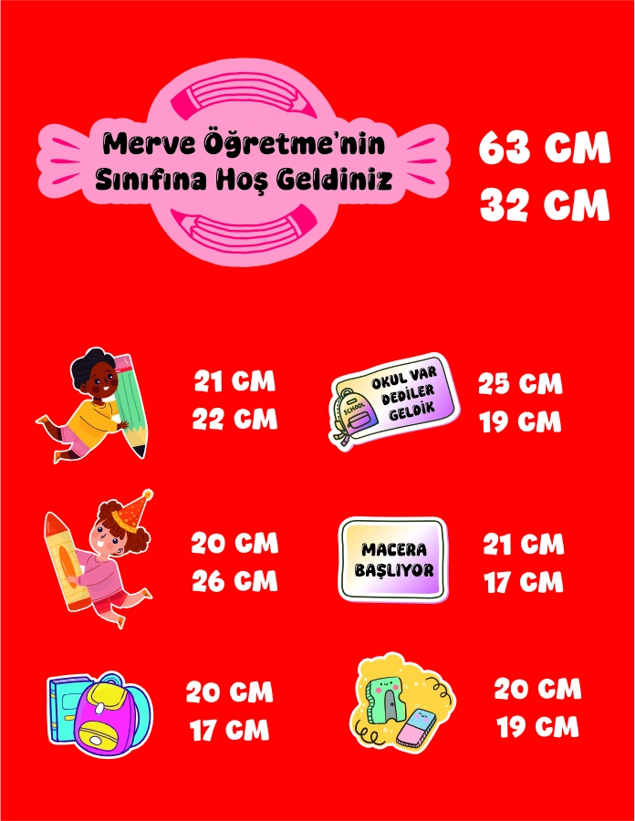 Okula Hoşgeldin Kapı Süsleme Stickerları