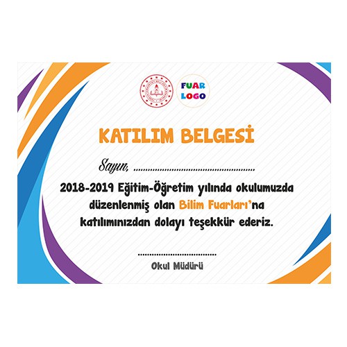 Bilim Fuarı Katılım Belgesi 9