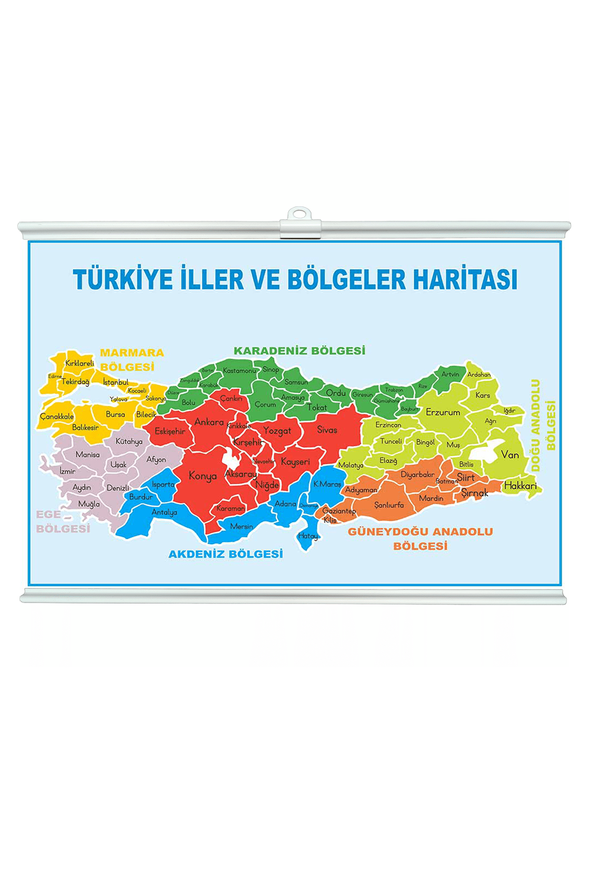 Türkiye İller ve Bölgeler Haritası Çıtalı 35x50cm