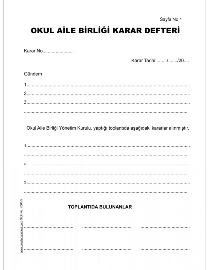 Okul Aile Birliği Karar Defteri