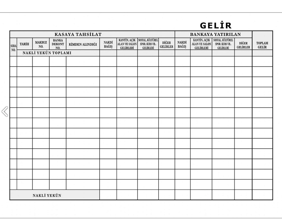 Gelir - Gider Defteri (Okul Aile Birliği)