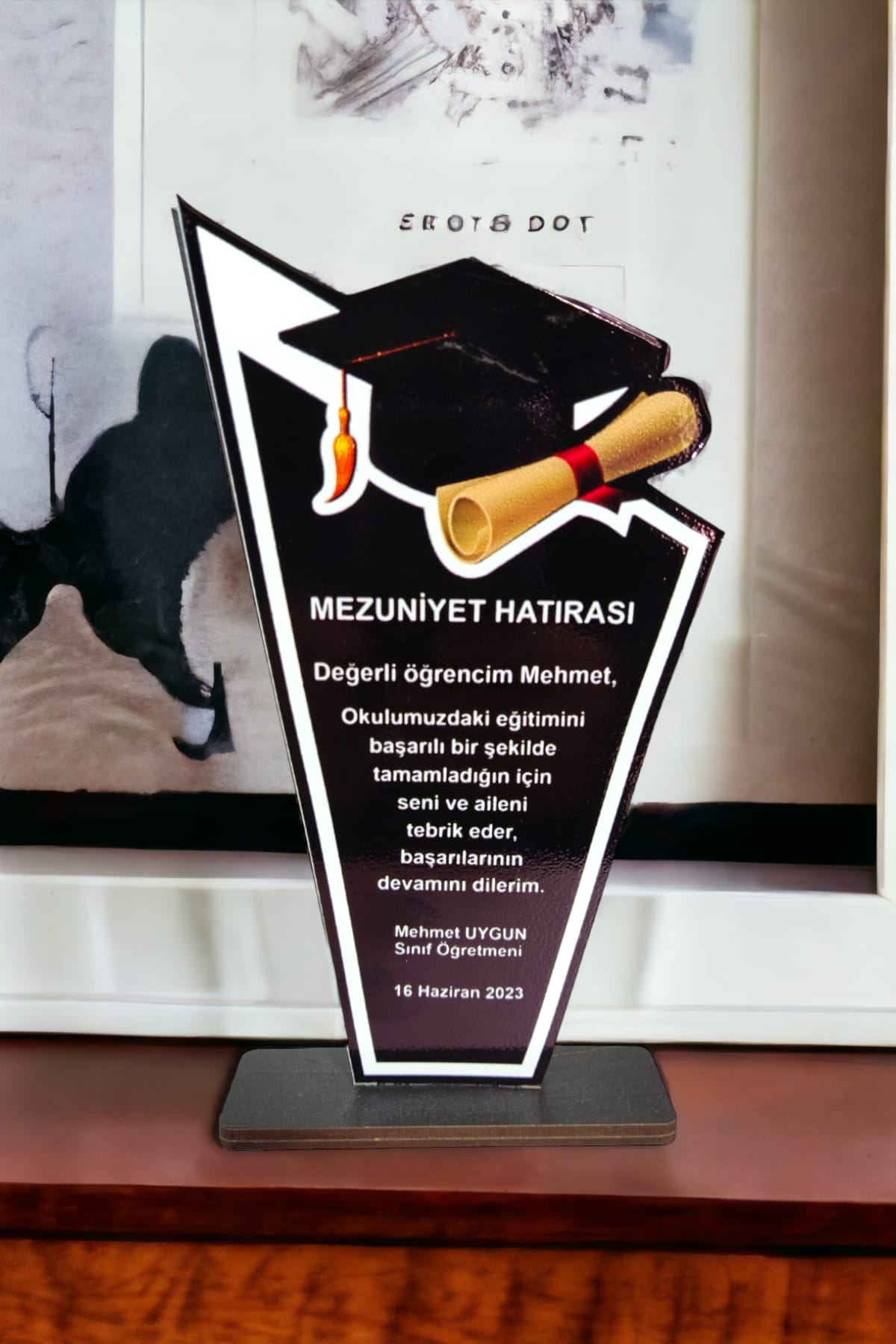 Kişiye Özel Mezuniyet Hatırası Ahşap Plaket