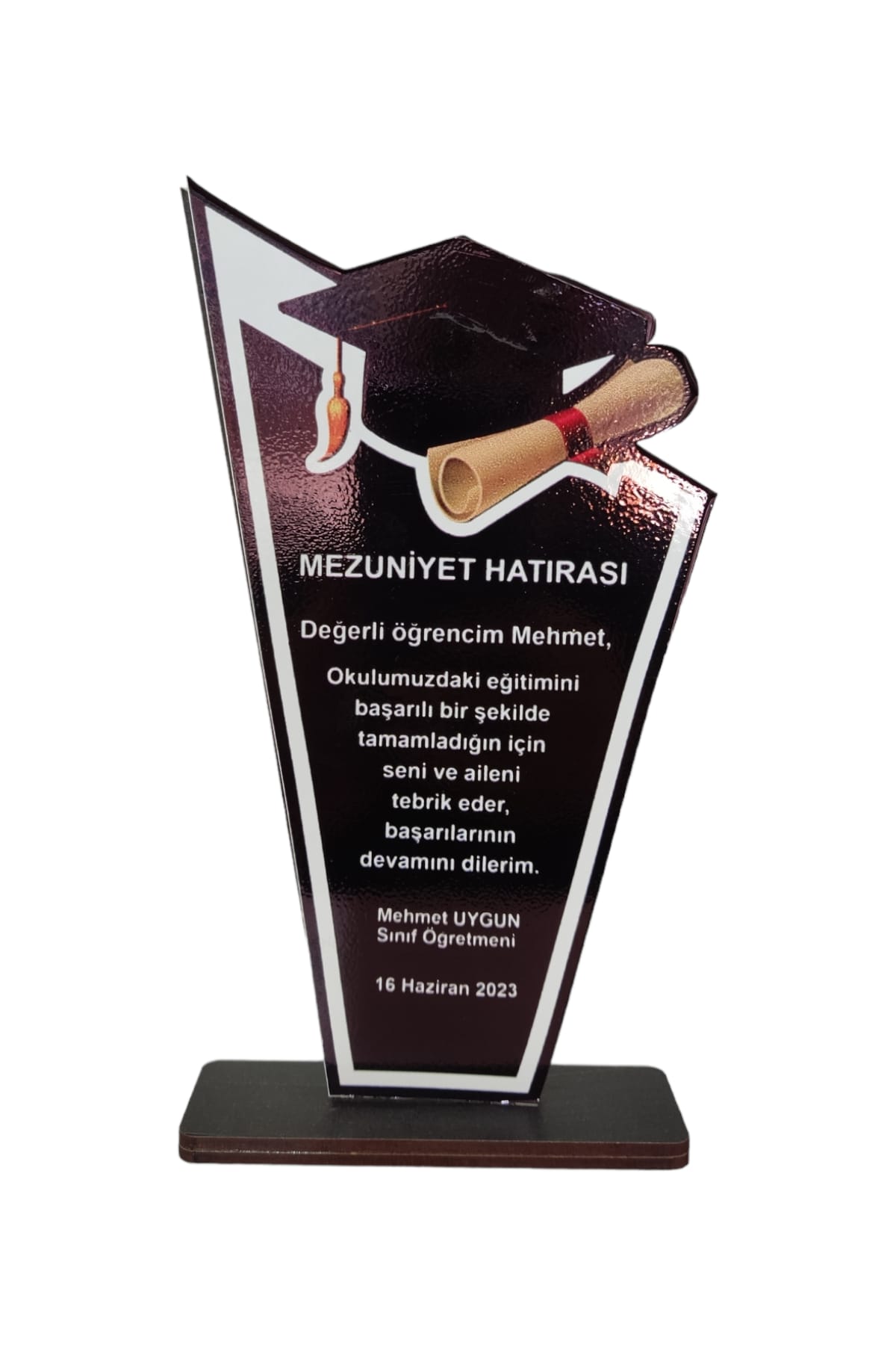 Kişiye Özel Mezuniyet Hatırası Ahşap Plaket