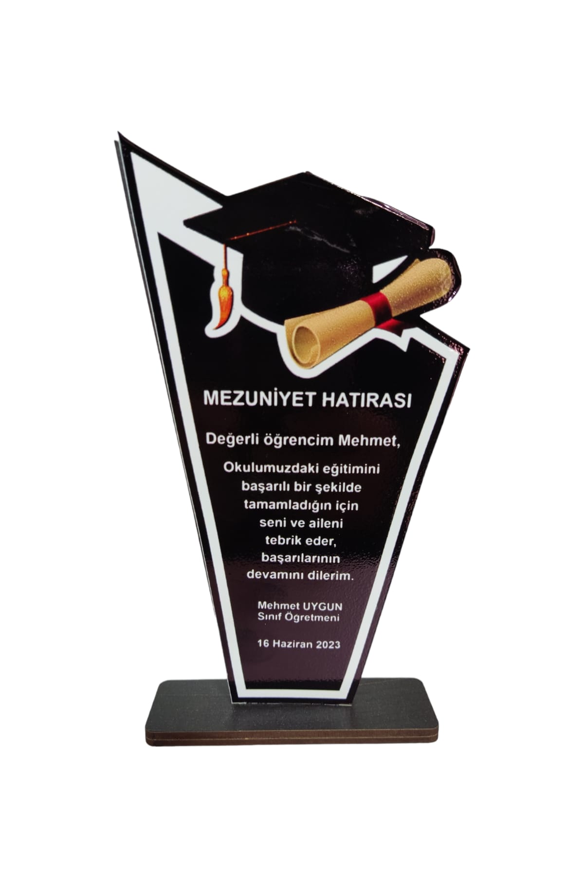 Kişiye Özel Mezuniyet Hatırası Ahşap Plaket