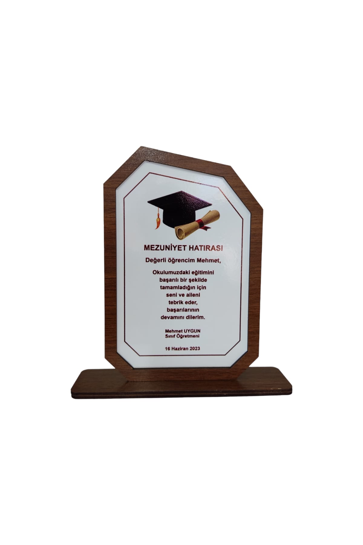 Kişiye Özel Mezuniyet Hatırası Ahşap Plaket