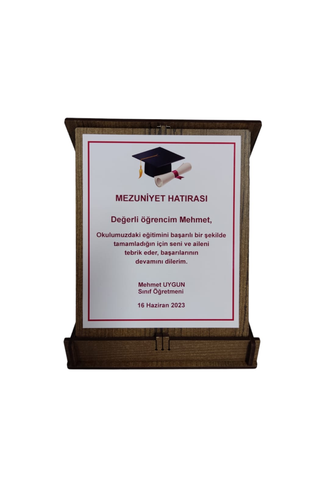 Kişiye Özel Mezuniyet Hatırası Ahşap Plaket