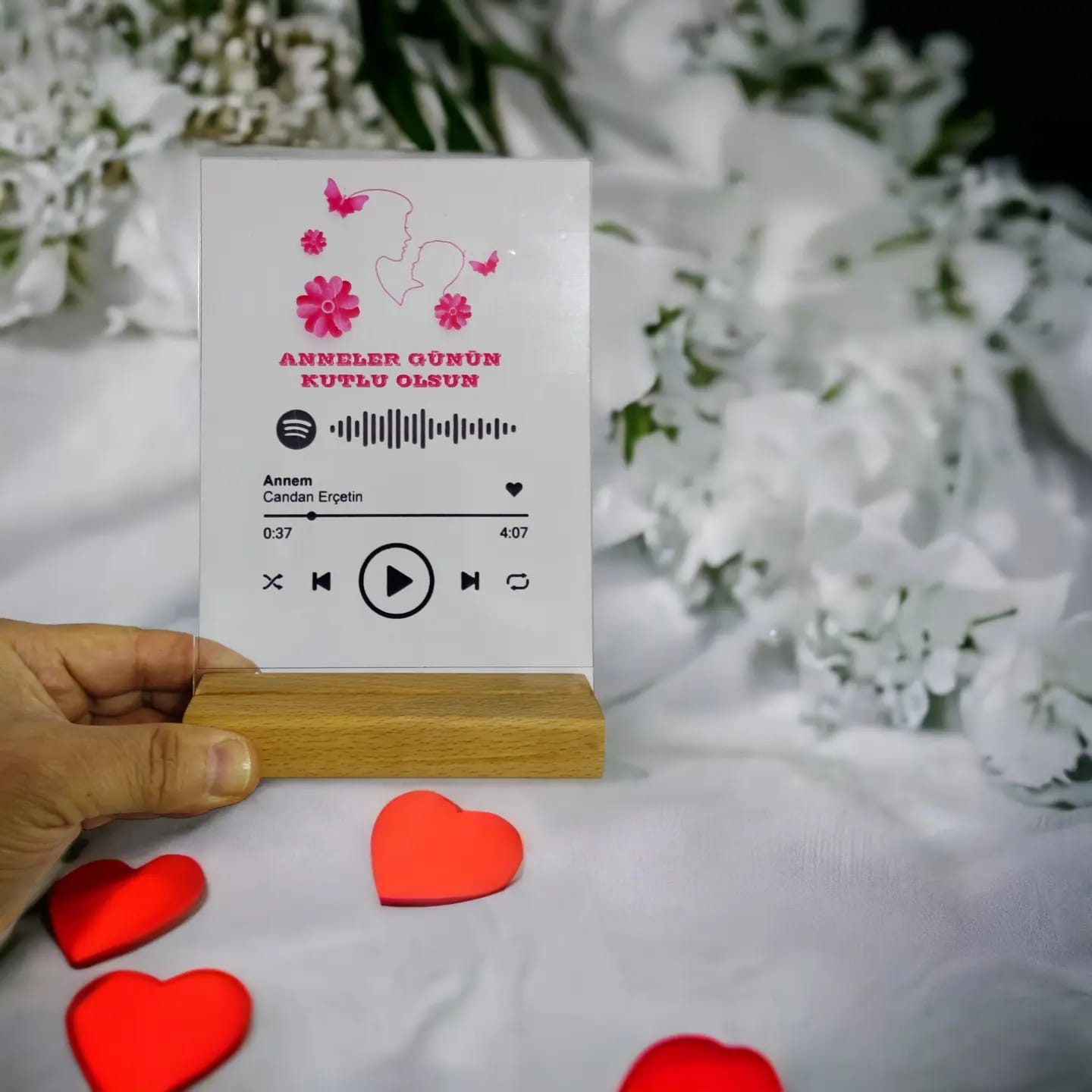 Anneler Günü Hediyesi Spotify Barkodlu Plak 13x18