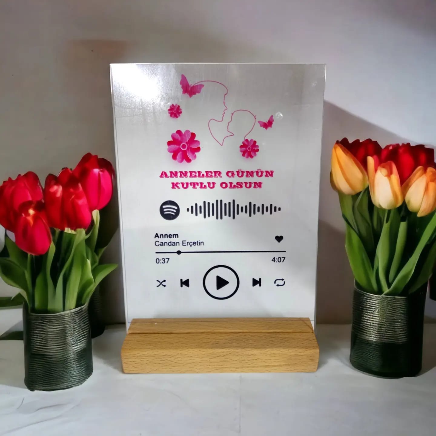 Anneler Günü Hediyesi Spotify Barkodlu Plak 13x18