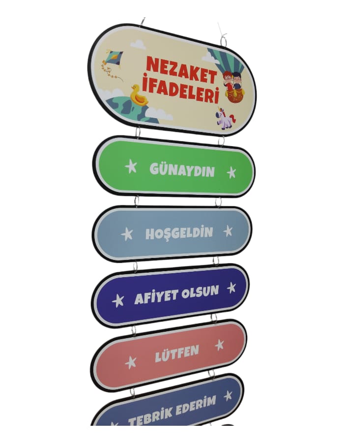 Ahşap Nezaket İfadeleri Panosu