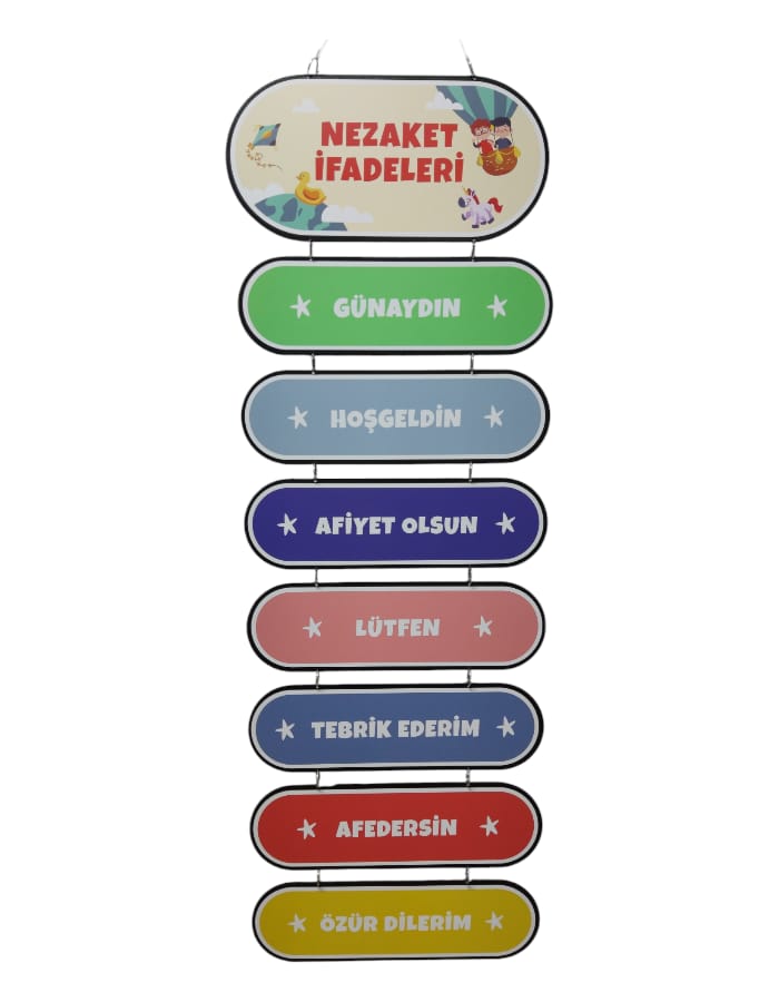 Ahşap Nezaket İfadeleri Panosu