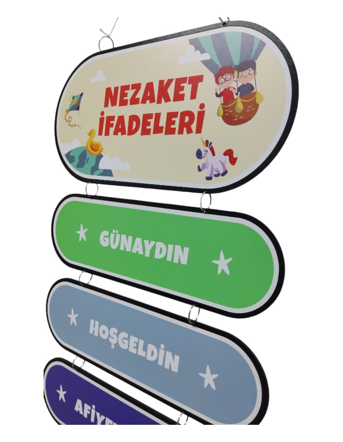 Ahşap Nezaket İfadeleri Panosu