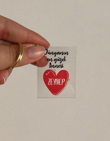 Anneler Günü Hediyesi Baskılı Şeffaf Pleksi Anahtarlık 5 Adet