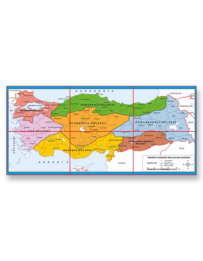 Türkiye Haritası 6 Parça  70x150