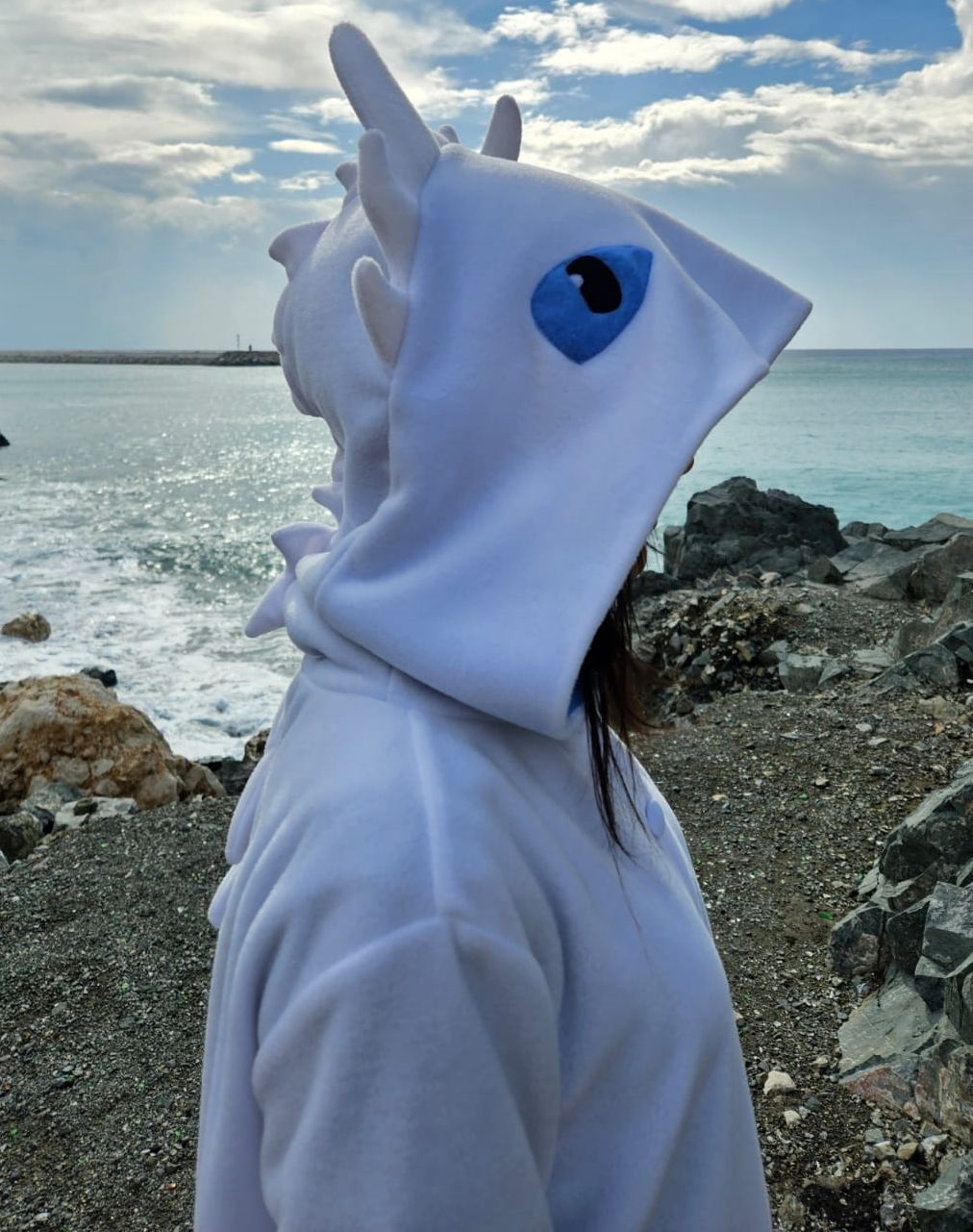 Işığın Öfkesi Ejderha Kostümü Yetişkin | Beyaz Ejderha Pijama Tulum Kostüm