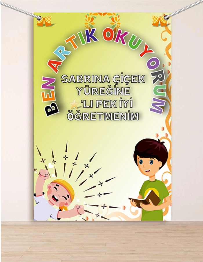 Artık Okuyorum Hatıra Fotoğraf Panosu Branda 100x150